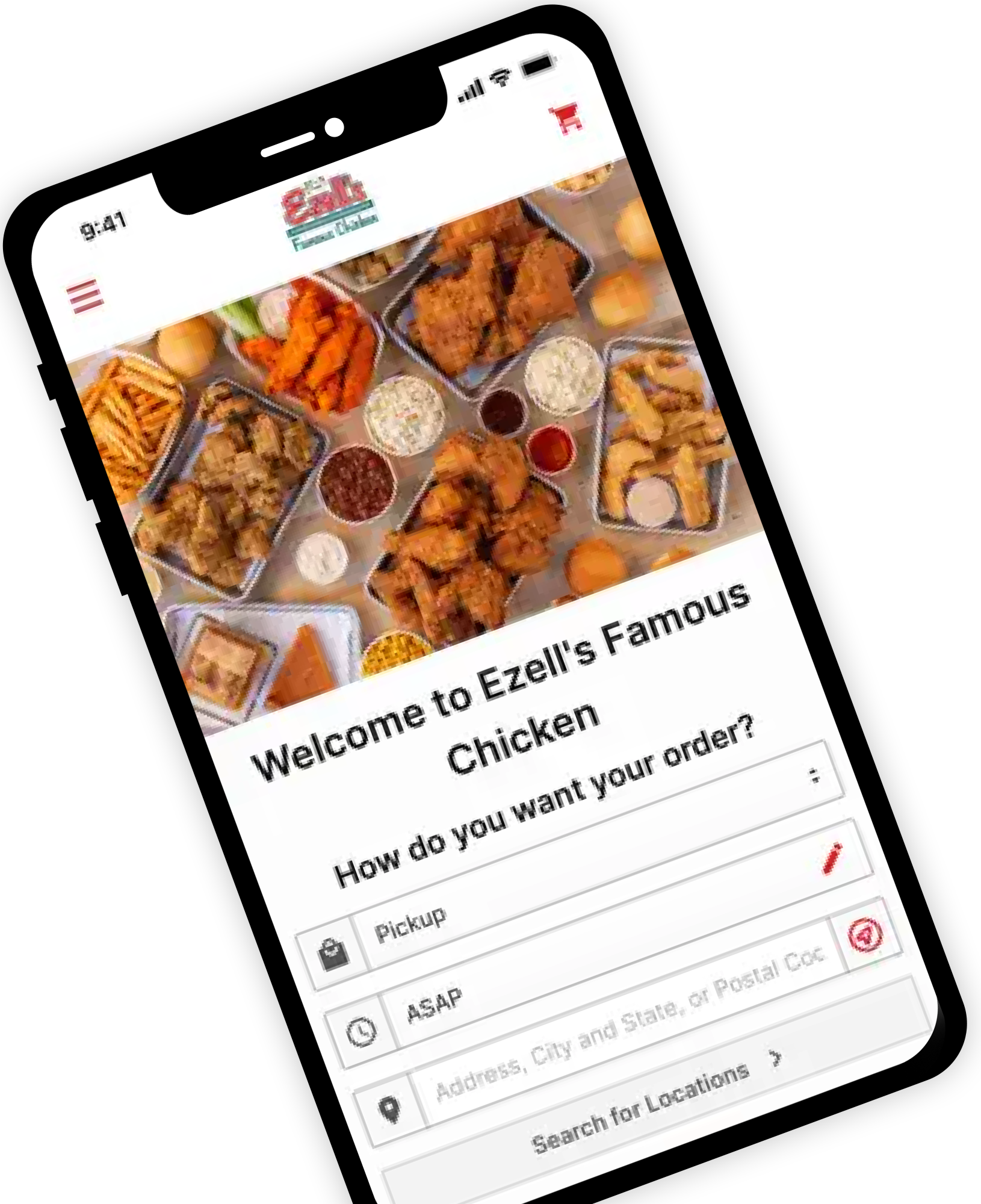 Phone with the Ezell's ordering app